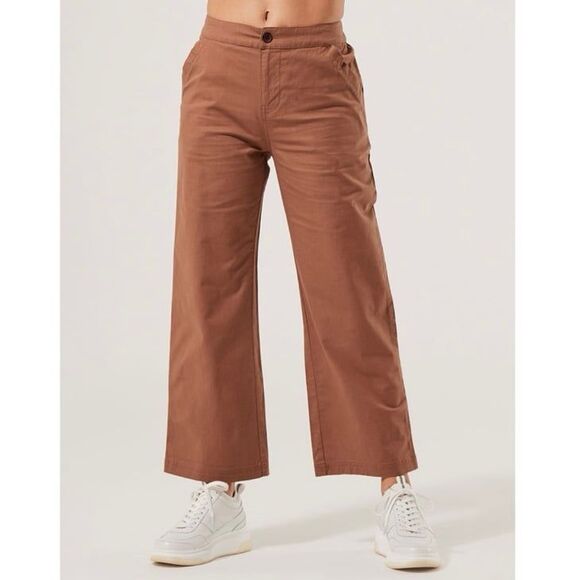 Pact Woven Russet Wide Leg Crop Pant Size Medium - Picture 1 of 7